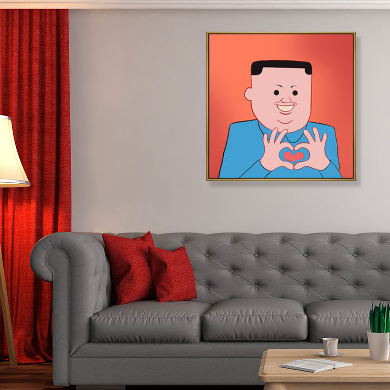 Illustration Dark Humor Comic Canvas Funky Textured Wall Art Decor for Boys Room Red Clearhalo 'Arts' 'Canvas Art' 1782244