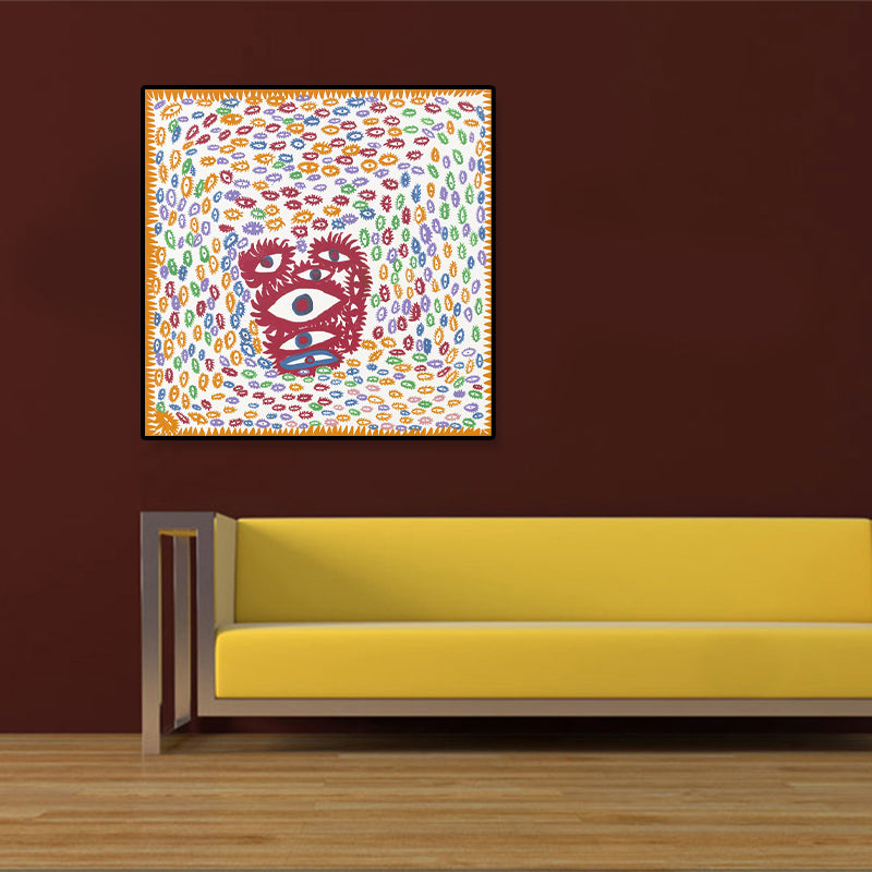 Funky de ogen kunst print canvas gestructureerde gele wanddecor voor woonkamer, meerdere maten