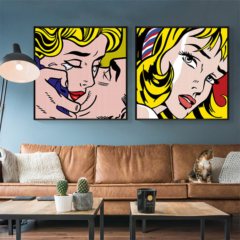 Marilyn Monroe Canvas Print Living Room Figure Drawing Wall Decor in Bright Color, Textured - Yellow - Clearhalo - 'Arts' - 'Canvas Art' - 1782255