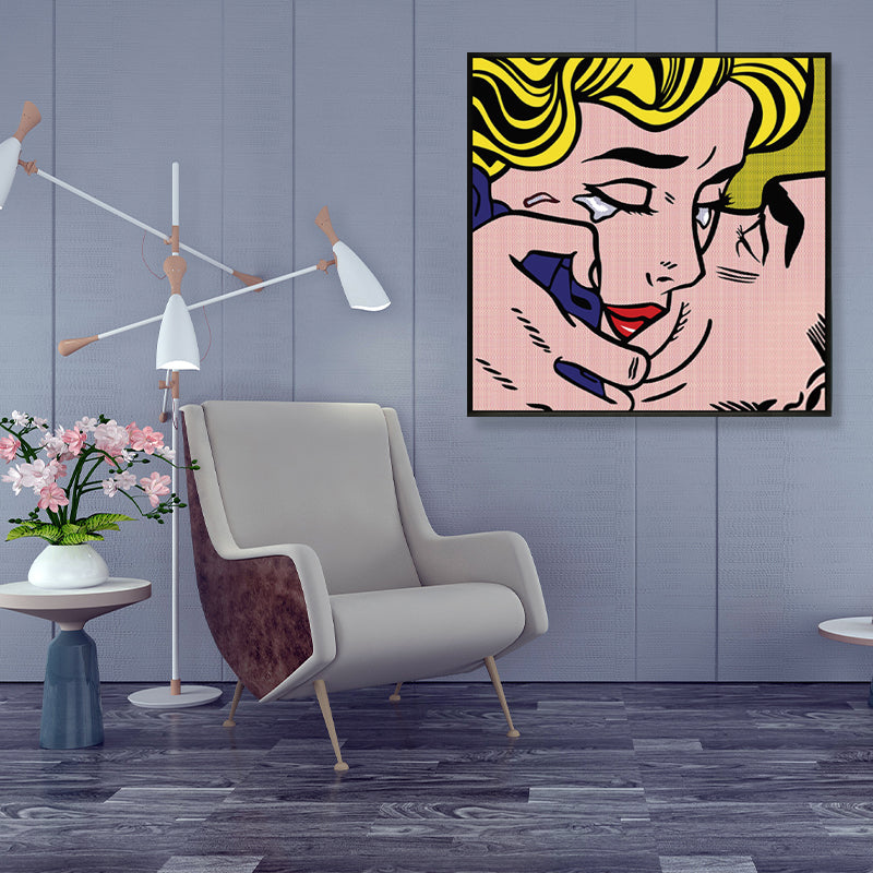 Marilyn Monroe Canvas Print Living Room Figure Drawing Wall Decor in Bright Color, Textured - Pink - Clearhalo - 'Arts' - 'Canvas Art' - 1782263