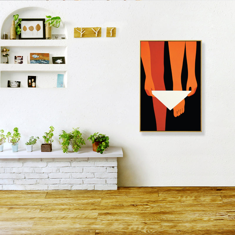 Orange Woman on Black Wall Art Textured Bedroom Canvas Print, Multiple Sizes Orange Clearhalo 'Arts' 'Canvas Art' 1782267