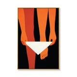 Orange Woman on Black Wall Art Textured Bedroom Canvas Print, Multiple Sizes