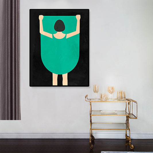 Donna in decorazione da parete verde figura disegno arte da parete telatura funky per camera da letto