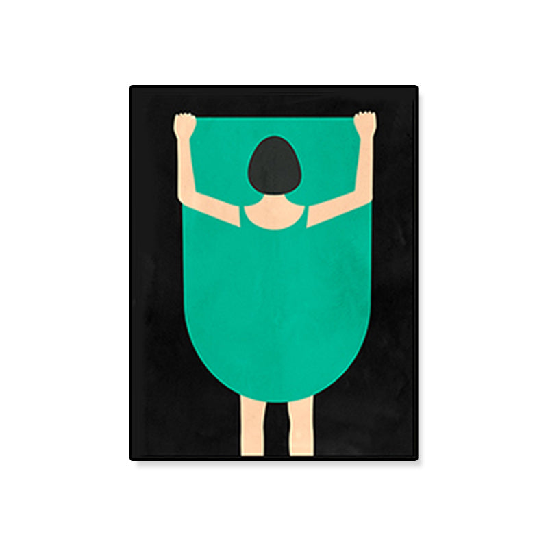 Woman in Green Wall Decor Figure Drawing Funky Textured Canvas Wall Art for Bedroom Clearhalo 'Arts' 'Canvas Art' 1782277