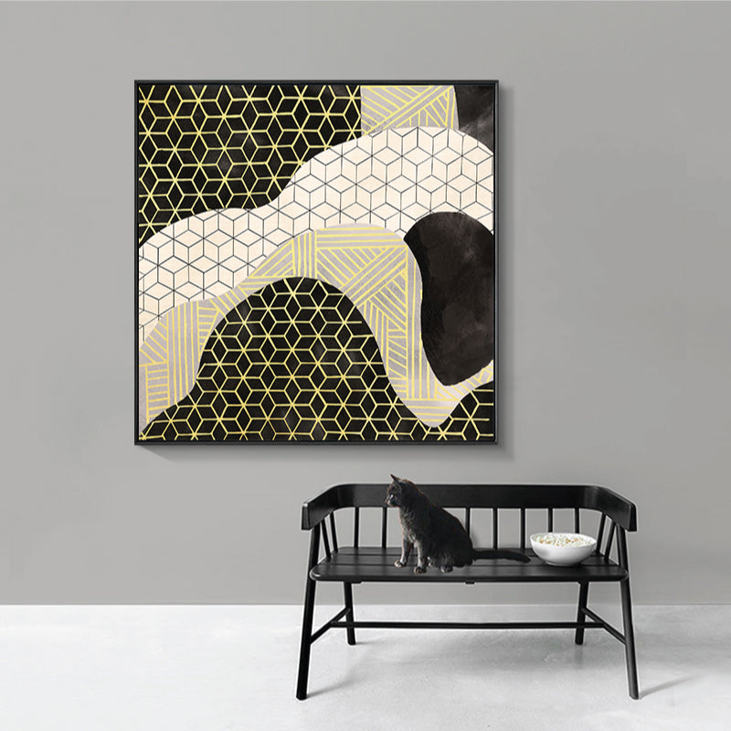 Green Color-Blocking Art Print Geometry Funky Textured Wall Decor for Hotel, Size Optional Clearhalo 'Arts' 'Canvas Art' 1782304