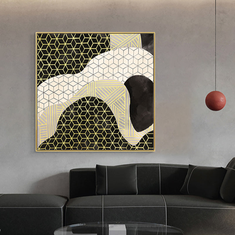 Green Color-Blocking Art Print Geometry Funky Textured Wall Decor for Hotel, Size Optional Clearhalo 'Arts' 'Canvas Art' 1782305