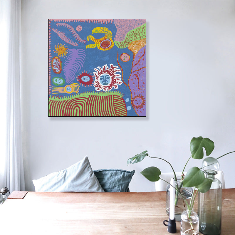 Sun Drawing Wall Decor Colorful Funky Canvas Wall Art for Teenage Room, Textured Clearhalo 'Arts' 'Canvas Art' 1782319