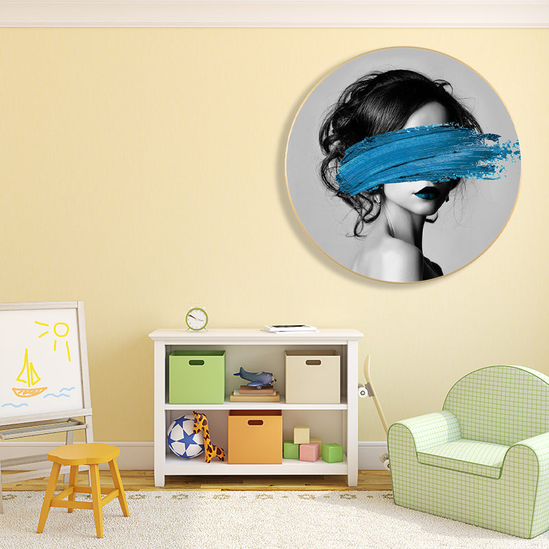 Photography Modern Canvas Art Chic Girl in Light Color, Multiple Sizes Available Blue Clearhalo 'Art Gallery' 'Canvas Art' 'Contemporary Art Gallery' 'Modern' Arts' 1782355