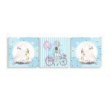 Girl and Swan Wall Art Decor Cartoon Textured Kids Play Room Canvas Print, Set of 3 Clearhalo 'Art Gallery' 'Canvas Art' 'Kids' Arts' 1782363