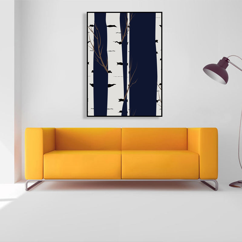 Tree Trunk Silhouette Art Print Black Canvas Wall Decor, Textured, Multiple Sizes Black Clearhalo 'Art Gallery' 'Canvas Art' 'Kids' Arts' 1782365