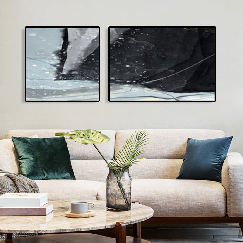 Pastel Abstract Canvas Wall Art Textured Contemporary Bedroom Wall Decor, Multiple Size Black Clearhalo 'Art Gallery' 'Canvas Art' 'Contemporary Art Gallery' 'Modern' Arts' 1782398