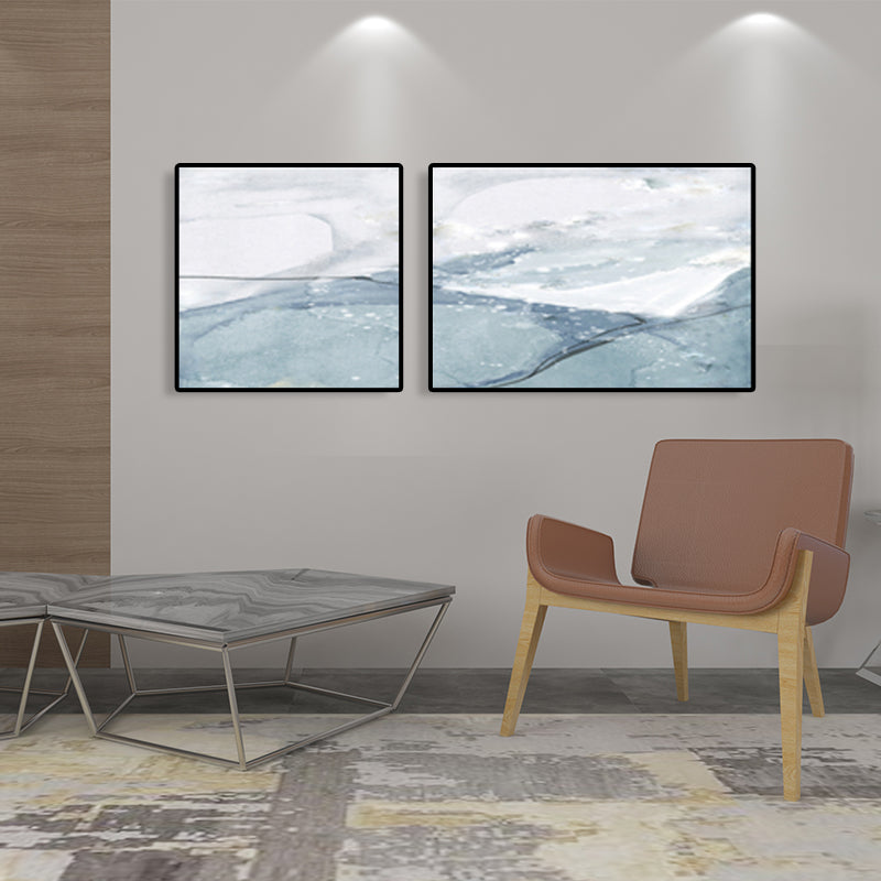 Pastel Abstract Canvas Wall Art Textured Contemporary Bedroom Wall Decor, Multiple Size Lake Blue Clearhalo 'Art Gallery' 'Canvas Art' 'Contemporary Art Gallery' 'Modern' Arts' 1782402