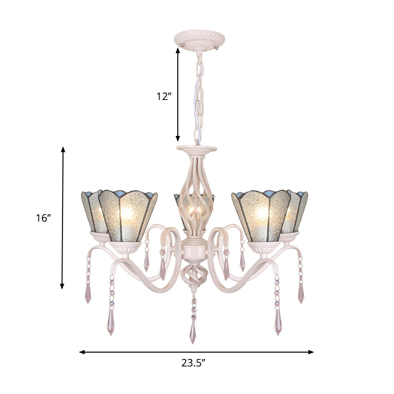 Cone Chandelier Light with Crystal Decoration 5 Lights Clear Glass Tradition Pendant Light for Stairway Clearhalo 'Ceiling Lights' 'Chandeliers' 'Clear' 'Industrial' 'Middle Century Chandeliers' 'Modern' 'Tiffany Chandeliers' 'Tiffany close to ceiling' 'Tiffany' 'Traditional Chandeliers' Lighting' 178242