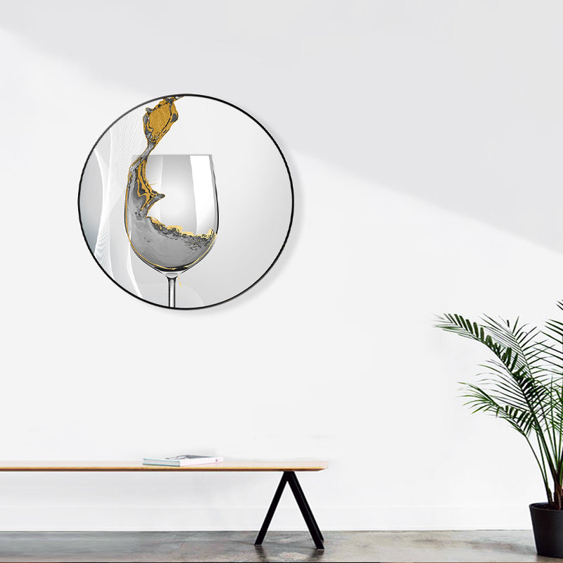 Modern Wine Glass Painting Canvas Textured Soft Color Wall Art Decor for Guest Room Yellow Clearhalo 'Art Gallery' 'Canvas Art' 'Contemporary Art Gallery' 'Modern' Arts' 1782420