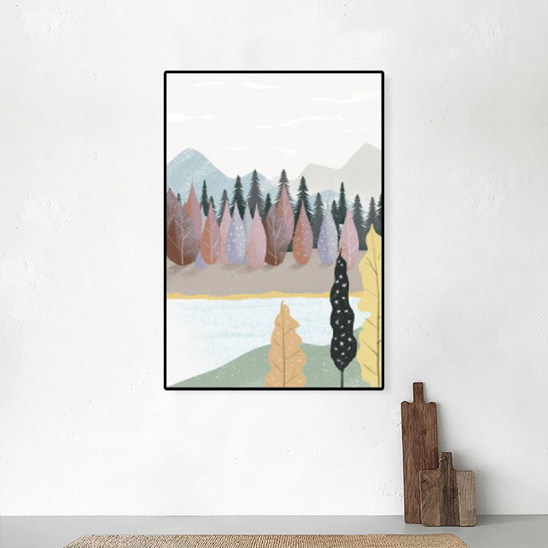Childrens Art Forest Canvas Print Blue and Grey Scenery Wall Decor for Living Room Clearhalo 'Art Gallery' 'Canvas Art' 'Kids' Arts' 1782425