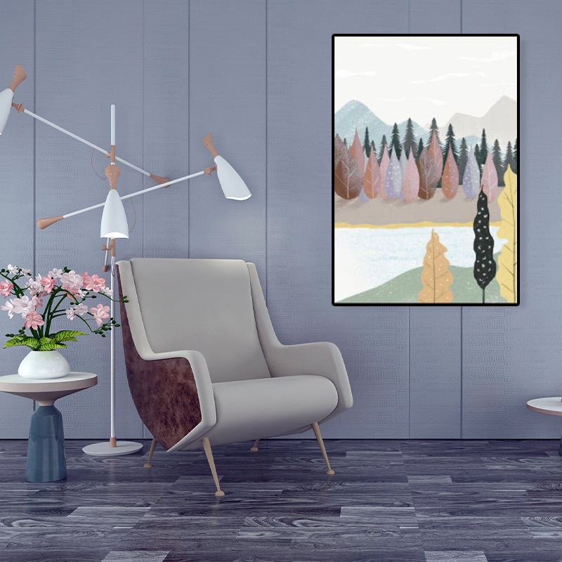 Childrens Art Forest Canvas Print Blue and Grey Scenery Wall Decor for Living Room Clearhalo 'Art Gallery' 'Canvas Art' 'Kids' Arts' 1782426