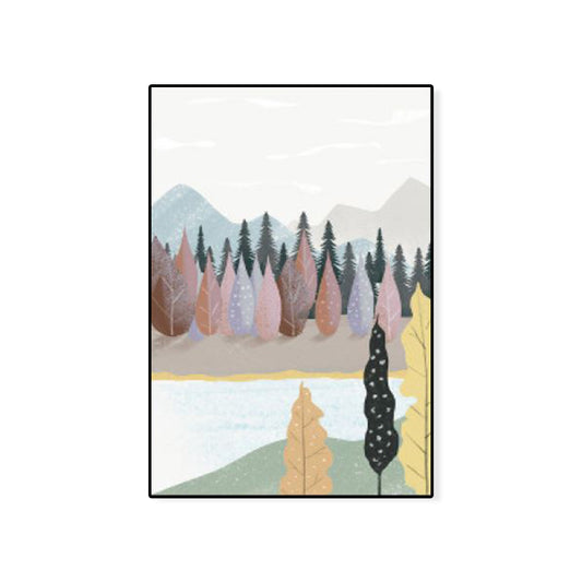 Childrens Art Forest Canvas Print Blue and Grey Scenery Wall Decor for Living Room Clearhalo 'Art Gallery' 'Canvas Art' 'Kids' Arts' 1782427
