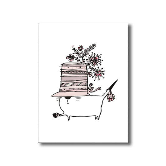 Cartoon Animal Canvas Wall Art Textured Kids Style Girls Room Wall Decor in Soft Color