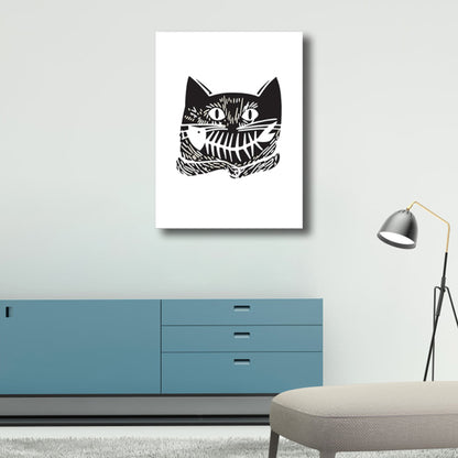 Cartoon Animal Canvas Wall Art Textured Kids Style Girls Room Wall Decor in Soft Color Black Clearhalo 'Art Gallery' 'Canvas Art' 'Kids' Arts' 1782438