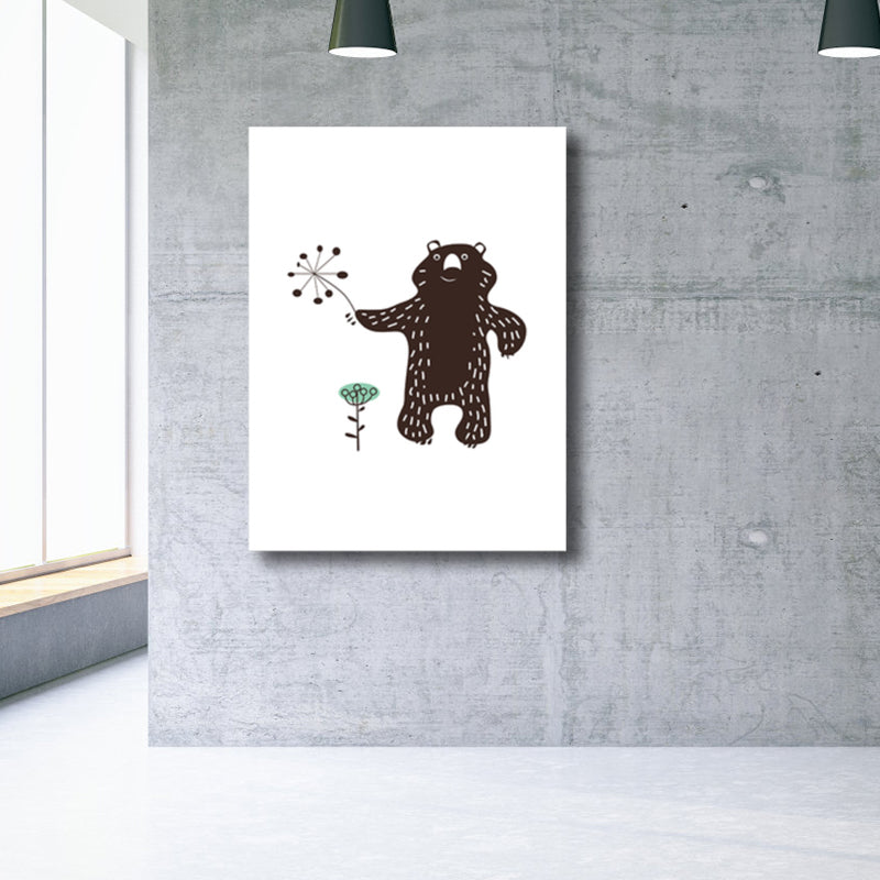 Cartoon Animal Canvas Wall Art Textured Kids Style Girls Room Wall Decor in Soft Color Brown Clearhalo 'Art Gallery' 'Canvas Art' 'Kids' Arts' 1782442