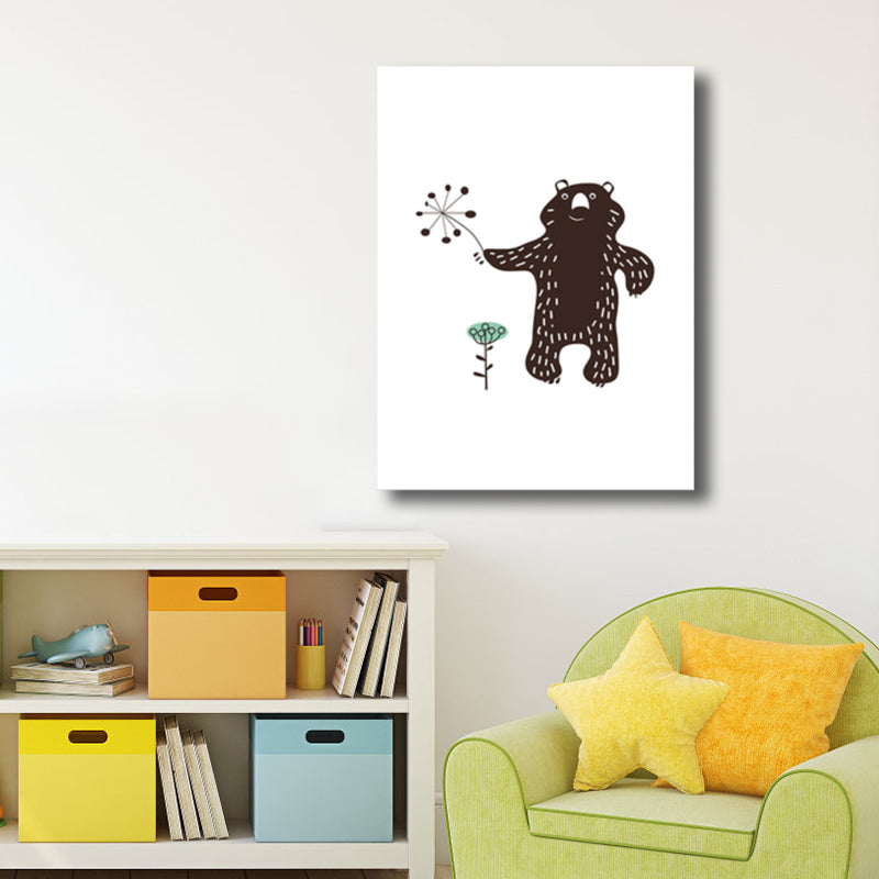 Cartoon Animal Canvas Wall Art Textured Kids Style Girls Room Wall Decor in Soft Color Clearhalo 'Art Gallery' 'Canvas Art' 'Kids' Arts' 1782443