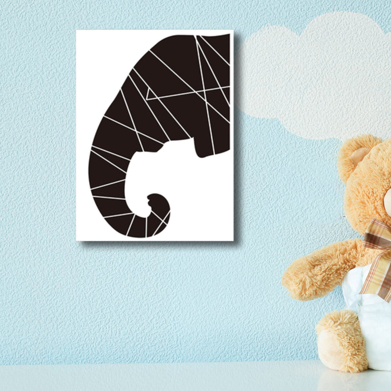 Black Elephant Wall Decor Animal Children's Art Textured Canvas Print for Living Room Black Clearhalo 'Art Gallery' 'Canvas Art' 'Kids' Arts' 1782453