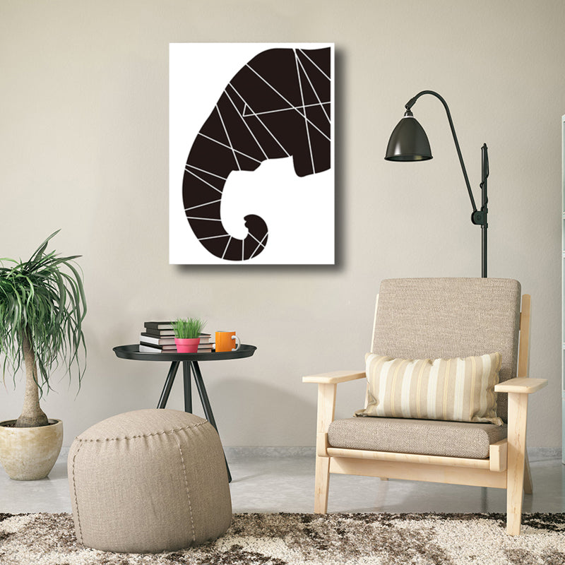 Black Elephant Wall Decor Animal Children's Art Textured Canvas Print for Living Room Clearhalo 'Art Gallery' 'Canvas Art' 'Kids' Arts' 1782454