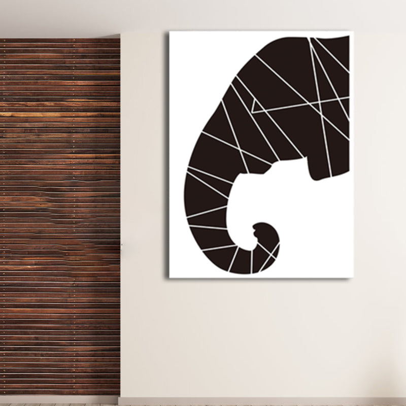 Black Elephant Wall Decor Animal Children's Art Textured Canvas Print for Living Room Clearhalo 'Art Gallery' 'Canvas Art' 'Kids' Arts' 1782455