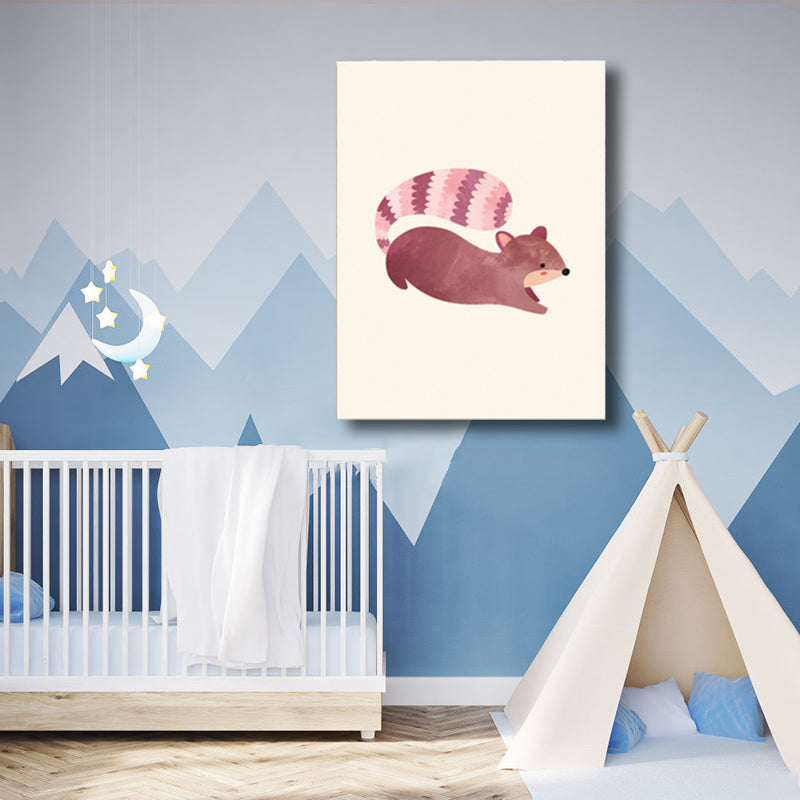Illustration Print Small Animal Canvas Light Color Children's Art Wall Decor for Sitting Room Clearhalo 'Art Gallery' 'Canvas Art' 'Kids' Arts' 1782461