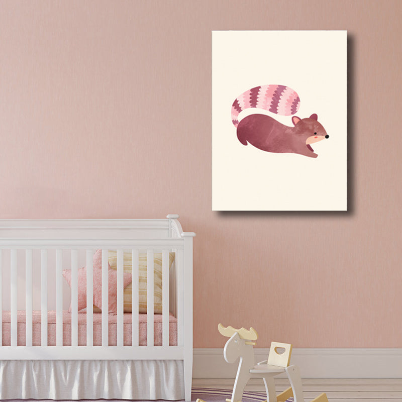 Illustration Print Small Animal Canvas Light Color Children's Art Wall Decor for Sitting Room Clearhalo 'Art Gallery' 'Canvas Art' 'Kids' Arts' 1782462