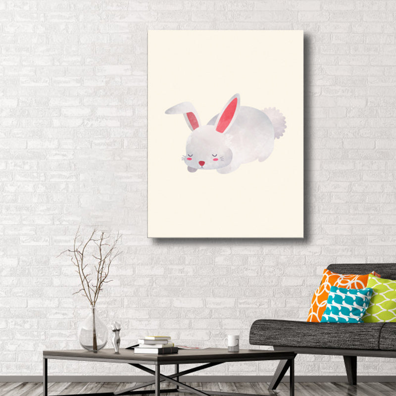 Illustration Print Small Animal Canvas Light Color Children's Art Wall Decor for Sitting Room Grey Clearhalo 'Art Gallery' 'Canvas Art' 'Kids' Arts' 1782467