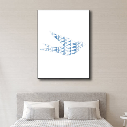 Kids Style Flying Bird Art Print Boys Bedroom Wall Decor in Blue on White, Textured Clearhalo 'Art Gallery' 'Canvas Art' 'Kids' Arts' 1782483