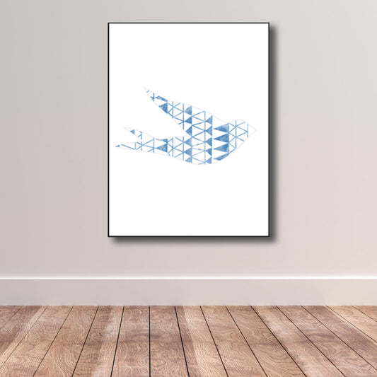 Kids Style Flying Bird Art Print Boys Bedroom Wall Decor in Blue on White, Textured Clearhalo 'Art Gallery' 'Canvas Art' 'Kids' Arts' 1782484