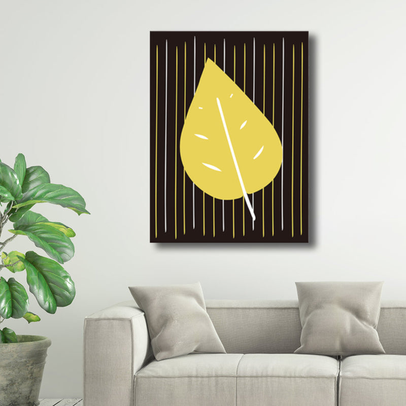 Dark Color Kids Style Painting Botanical Print Wrapped Canvas for Girls Bedroom Yellow Clearhalo 'Art Gallery' 'Canvas Art' 'Kids' Arts' 1782510
