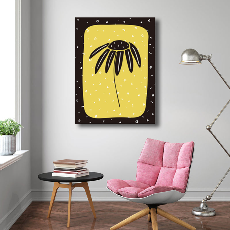 Dark Color Kids Style Painting Botanical Print Wrapped Canvas for Girls Bedroom Black Clearhalo 'Art Gallery' 'Canvas Art' 'Kids' Arts' 1782517