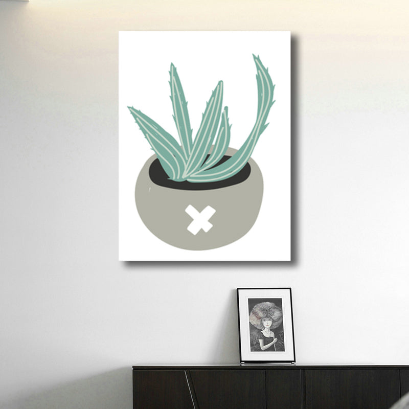 Bonsai Canvas Wall Art Nordic Textured Bedroom Painting in Pastel Color, Multiple Sizes Grey Clearhalo 'Arts' 'Canvas Art' 1782528