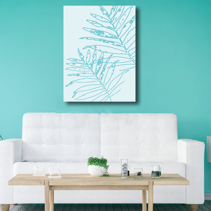 Blue Leaves Print Wrapped Canvas Textured Scandinavian Living Room Wall Art Decor Blue Clearhalo 'Arts' 'Canvas Art' 1782568
