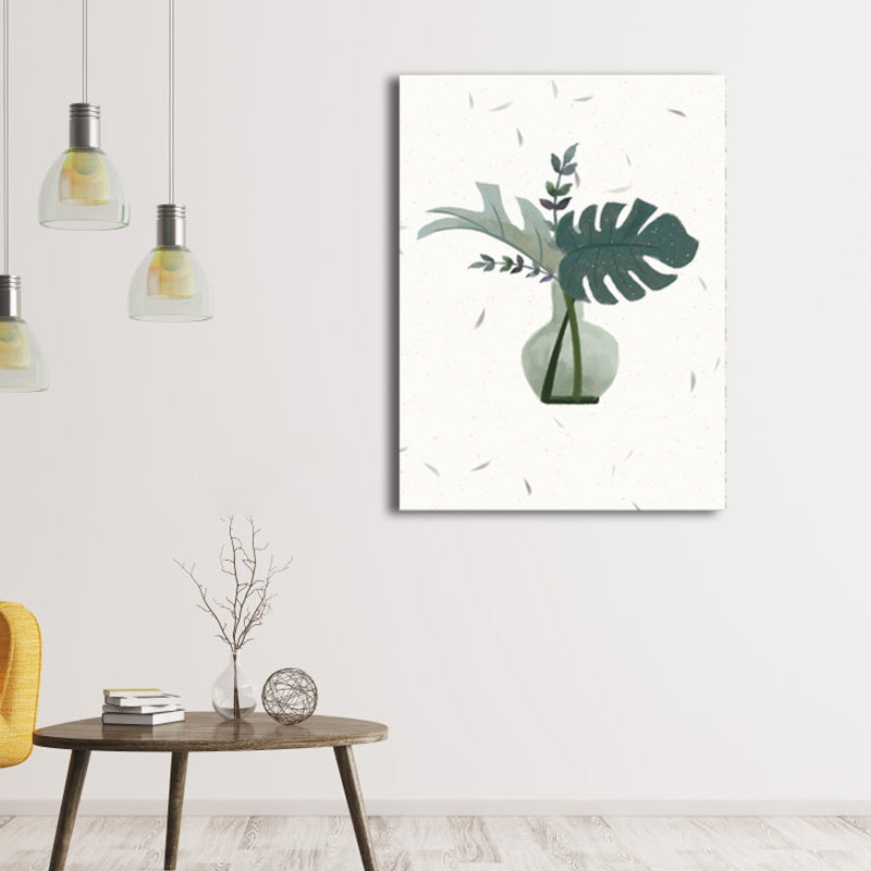 Botanical Arrangement Canvas Nordic Style Textured Wall Decor in Soft Color for Home Dark Green Clearhalo 'Arts' 'Canvas Art' 1782575