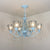 Tiffany Style Cone Pendant Lighting with Adjustable Chain Stained Glass Chandelier in White/Blue/Clear for Living Room Clear Clearhalo 'Ceiling Lights' 'Chandeliers' 'Clear' 'Industrial' 'Middle Century Chandeliers' 'Modern' 'Tiffany Chandeliers' 'Tiffany close to ceiling' 'Tiffany' 'Traditional Chandeliers' Lighting' 178257