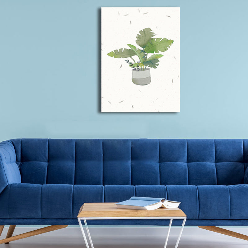 Botanical Arrangement Canvas Nordic Style Textured Wall Decor in Soft Color for Home Green Clearhalo 'Arts' 'Canvas Art' 1782582