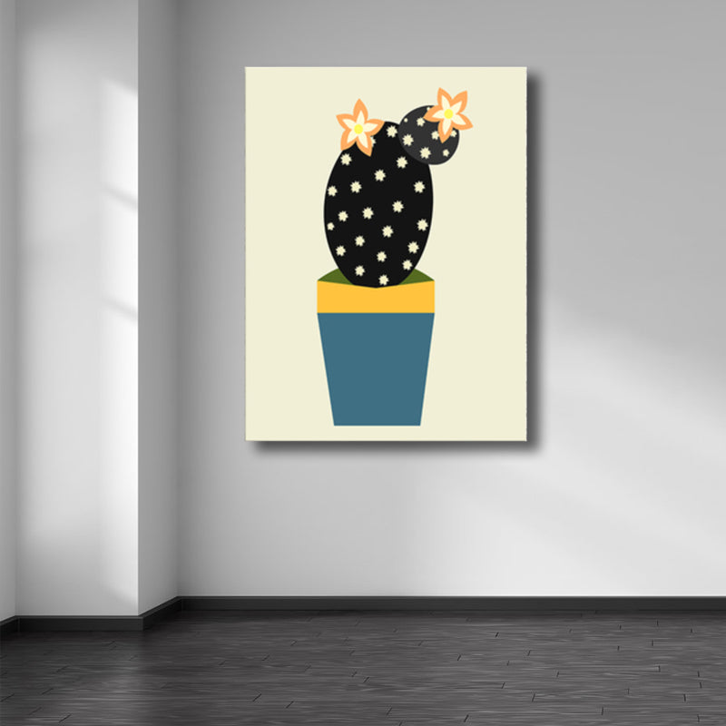 Cactus Potting Art Print Textured Scandinavian House Interior Wall Decor in Light Color Clearhalo 'Arts' 'Canvas Art' 1782588