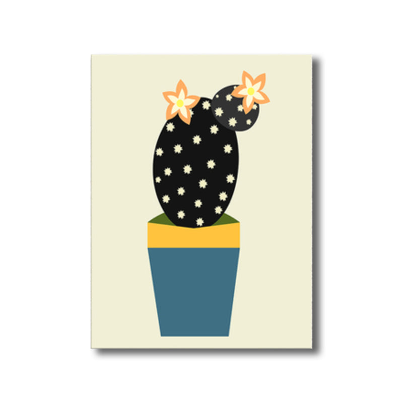Cactus Potting Art Print Textured Scandinavian House Interior Wall Decor in Light Color Clearhalo 'Arts' 'Canvas Art' 1782589