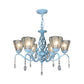 Tiffany Style Cone Pendant Lighting with Adjustable Chain Stained Glass Chandelier in White/Blue/Clear for Living Room Clearhalo 'Ceiling Lights' 'Chandeliers' 'Clear' 'Industrial' 'Middle Century Chandeliers' 'Modern' 'Tiffany Chandeliers' 'Tiffany close to ceiling' 'Tiffany' 'Traditional Chandeliers' Lighting' 178259