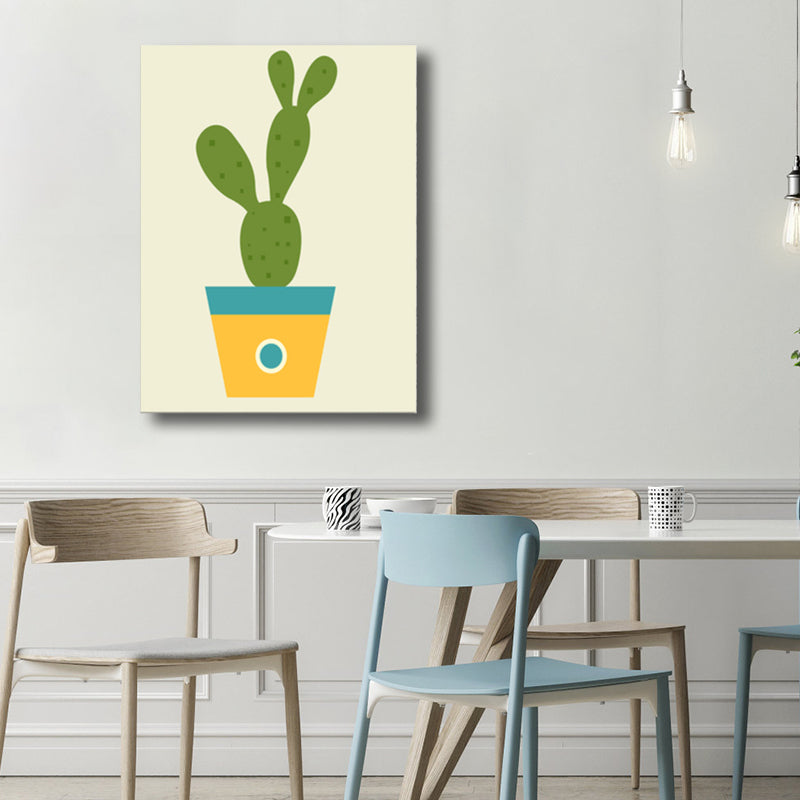 Cactus Potting Art Print Textured Scandinavian House Interior Wall Decor in Light Color Clearhalo 'Arts' 'Canvas Art' 1782594