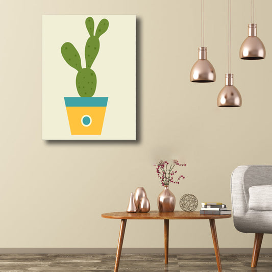 Cactus Potting Art Print Textured Scandinavian House Interior Wall Decor in Light Color Clearhalo 'Arts' 'Canvas Art' 1782595