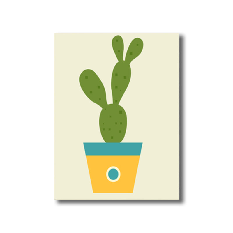 Cactus Potting Art Print Textured Scandinavian House Interior Wall Decor in Light Color Clearhalo 'Arts' 'Canvas Art' 1782596