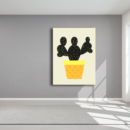 Cactus Potting Art Print Textured Scandinavian House Interior Wall Decor in Light Color Clearhalo 'Arts' 'Canvas Art' 1782598