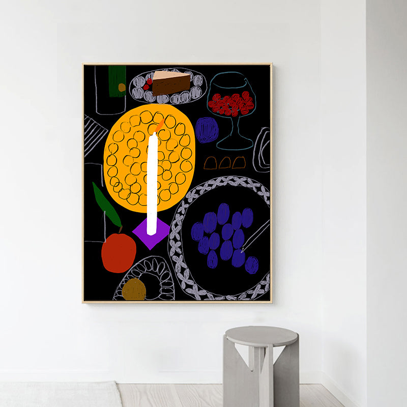 Pastel Color Nordic Style Canvas Print Foods and Drinks Wall Art Decor for Kitchen Black Clearhalo 'Arts' 'Canvas Art' 1782623