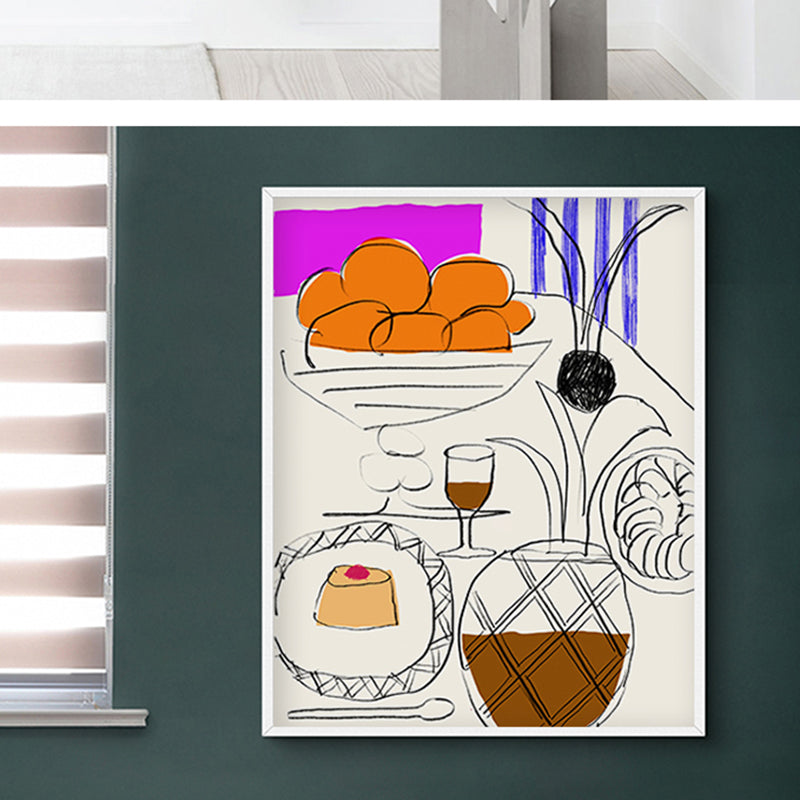 Pastel Color Nordic Style Canvas Print Foods and Drinks Wall Art Decor for Kitchen Beige Clearhalo 'Arts' 'Canvas Art' 1782630