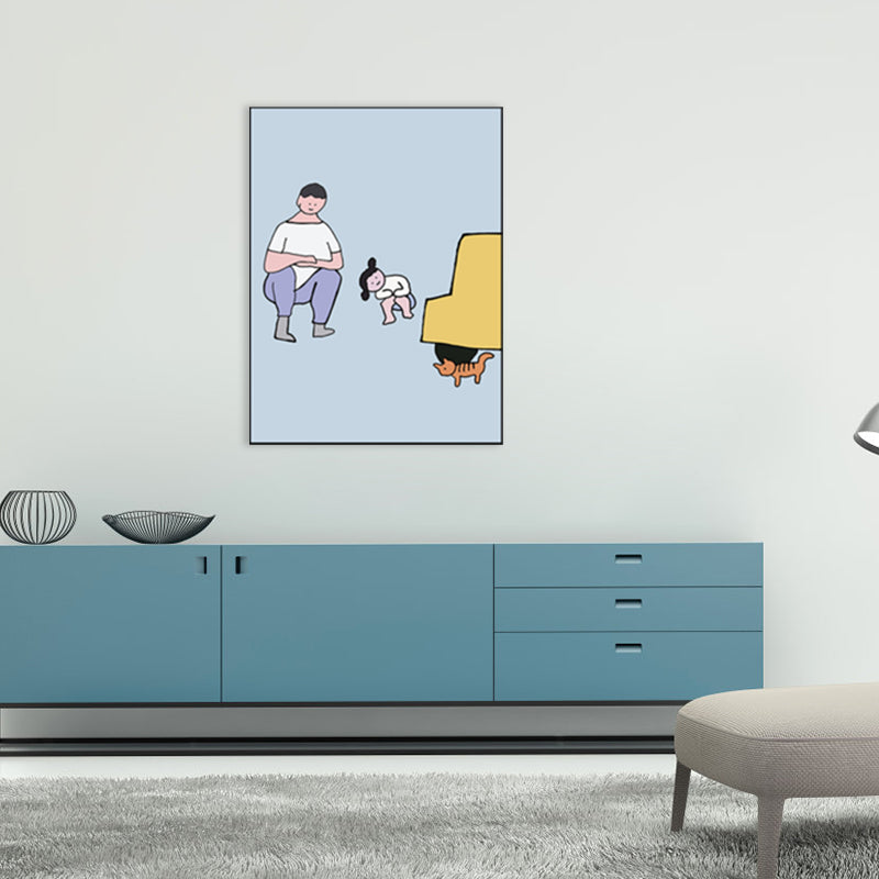 Family Daily Scene Canvas Art Scandinavian Style Textured Wall Decor in Soft Color Clearhalo 'Art Gallery' 'Canvas Art' 'Kids' Arts' 1782675